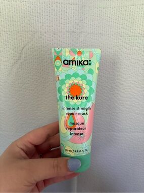 amika Mint Green Repair Mask with Pastel Floral Design